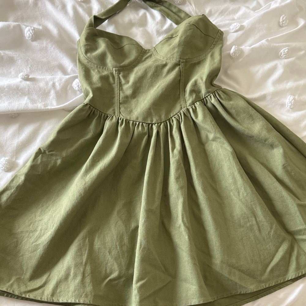 Princess Polly Sage Green Halter Dress